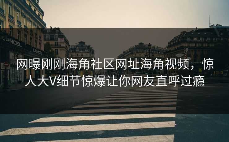 网曝刚刚海角社区网址海角视频，惊人大V细节惊爆让你网友直呼过瘾