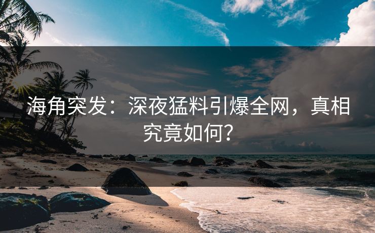 海角突发：深夜猛料引爆全网，真相究竟如何？