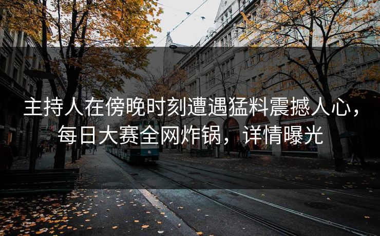 主持人在傍晚时刻遭遇猛料震撼人心，每日大赛全网炸锅，详情曝光